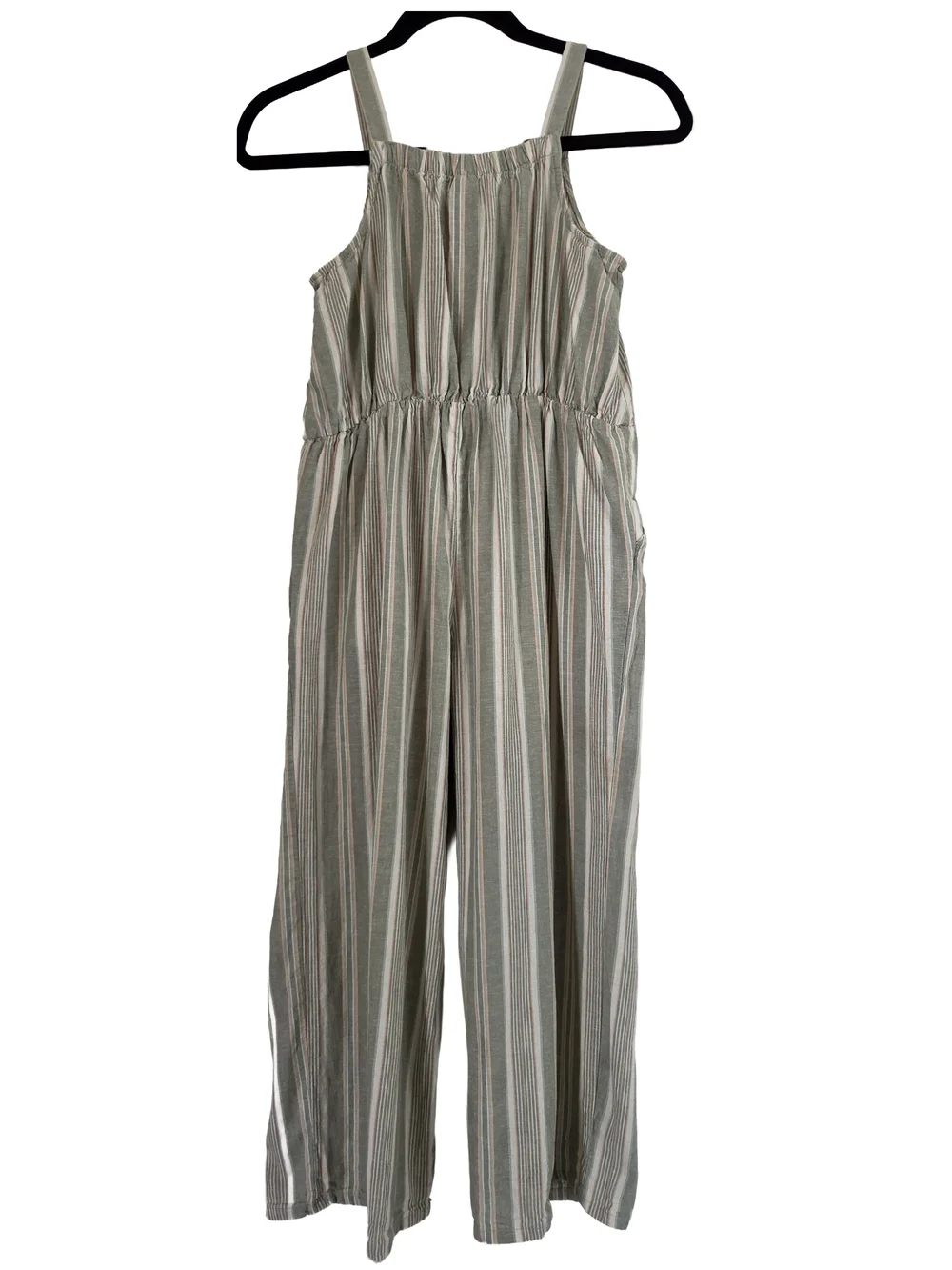 OshKosh B'gosh Girls' Striped Linen Button-Front Jumpsuit Wide Leg (12)